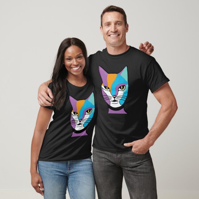 Colourful Cat Woman Illustration T-Shirt (Unisex)