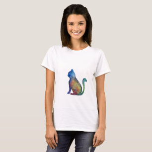 Colourful Cat Women's Basic T-Shirt, White T-Shirt