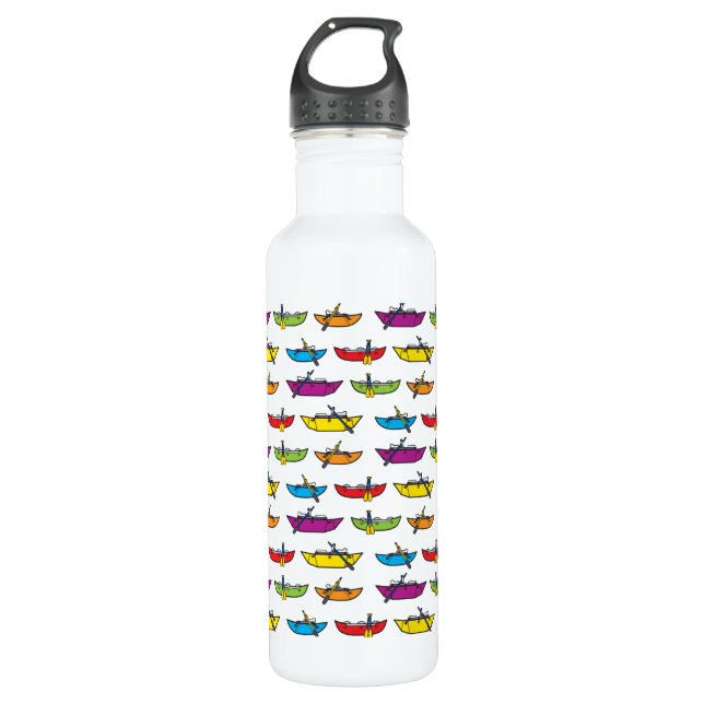 Colourful Catboat Pattern Whitewater 710 Ml Water Bottle (Front)
