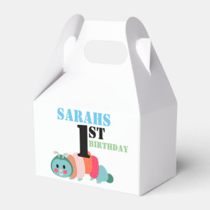 Colourful Caterpillar First Birthday Favor Box