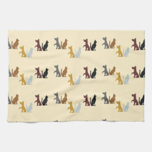 Colourful cats and dogs pattern kitchen towel