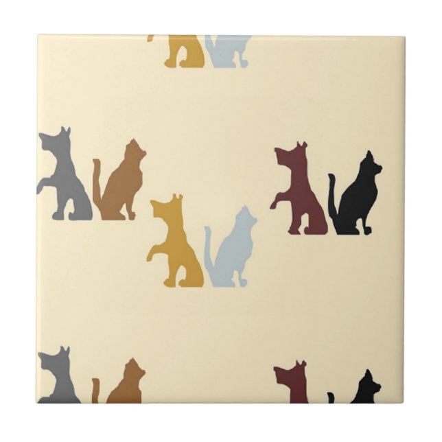Colourful cats and dogs pattern tile (Front)