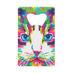 Colourful Cats Art Aesthetic Cat Pictures Cat Art Credit Card Bottle Opener