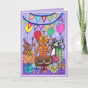 Colourful Cats Birthday Card