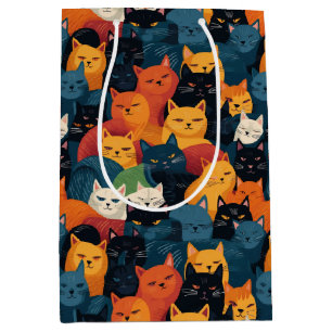 Colourful cats crowded sleeping medium gift bag