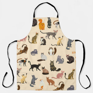 Colourful Cats: Different Breeds Pattern Apron