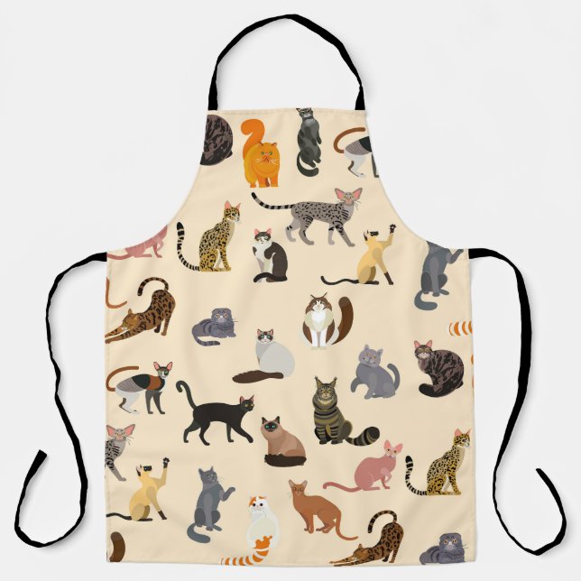 Colourful Cats: Different Breeds Pattern Apron (Front)