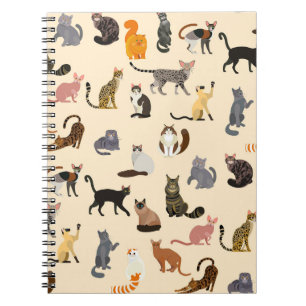 Colourful Cats: Different Breeds Pattern Notebook