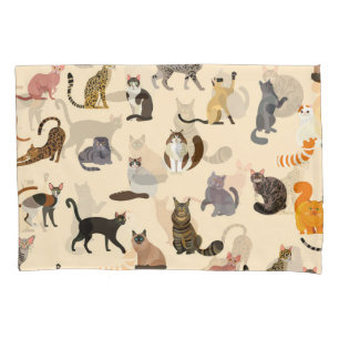 Colourful Cats: Different Breeds Pattern Pillowcase