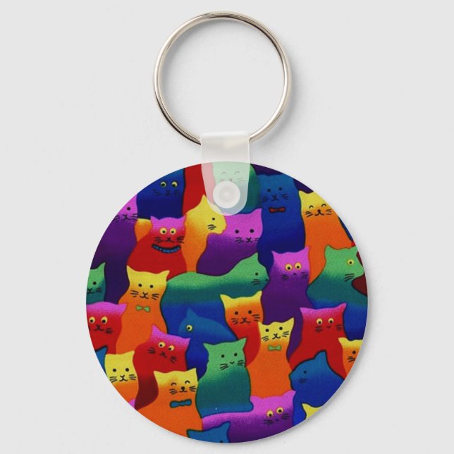 Colourful Cats Keychain (Front)