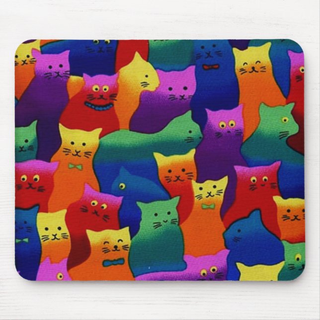 Colourful Cats Mouse Pad (Front)