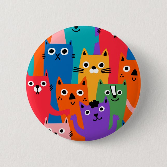 Colourful cats pattern 2 inch round button (Front)