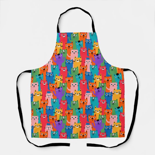 Colourful cats pattern apron (Front)