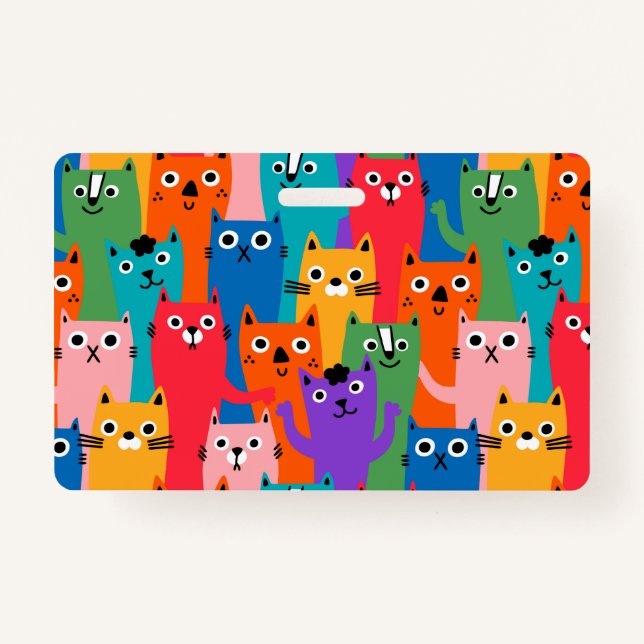 Colourful cats pattern badge (Front)
