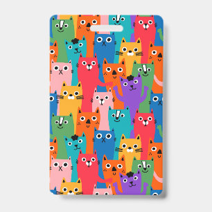 Colourful cats pattern badge