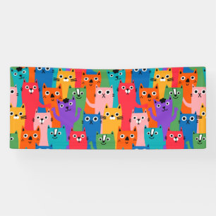 Colourful cats pattern banner