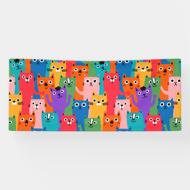 Colourful cats pattern banner (Horizontal)