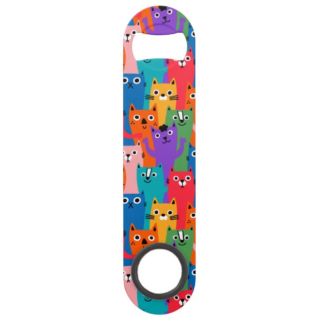 Colourful cats pattern bar key (Front)