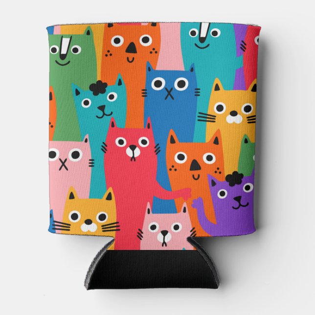 Colourful cats pattern can cooler (Front)
