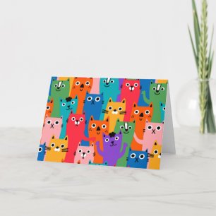 Colourful cats pattern card