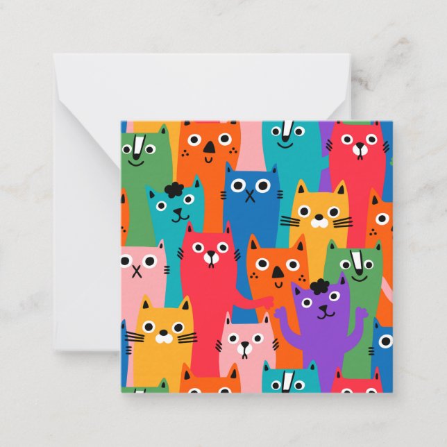 Colourful cats pattern card (Front)