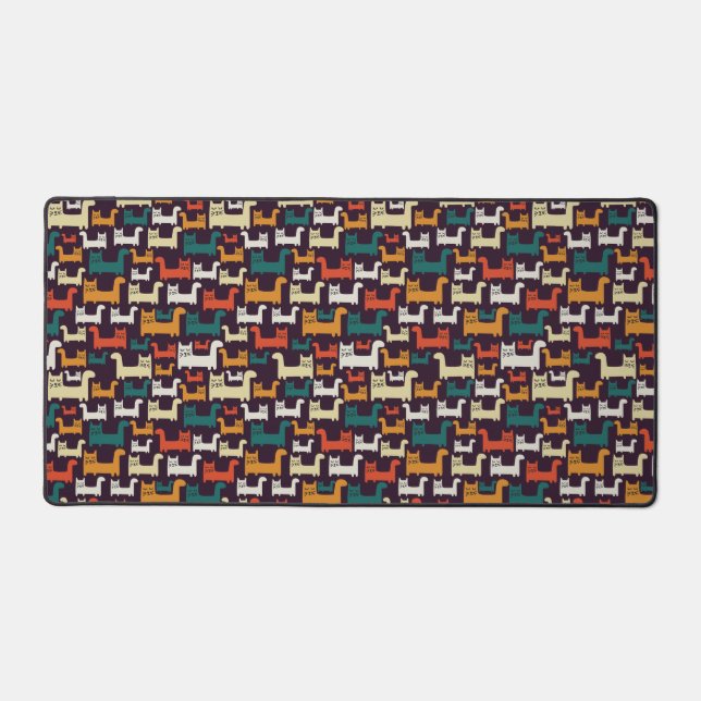 Colourful Cats Pattern Desk Mat (Front)