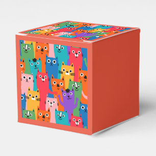 Colourful cats pattern favor box