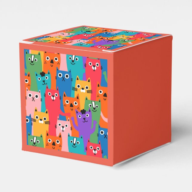 Colourful cats pattern favor box (Front Side)