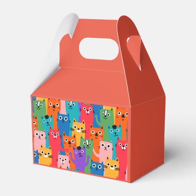 Colourful cats pattern favor box (Front Side)