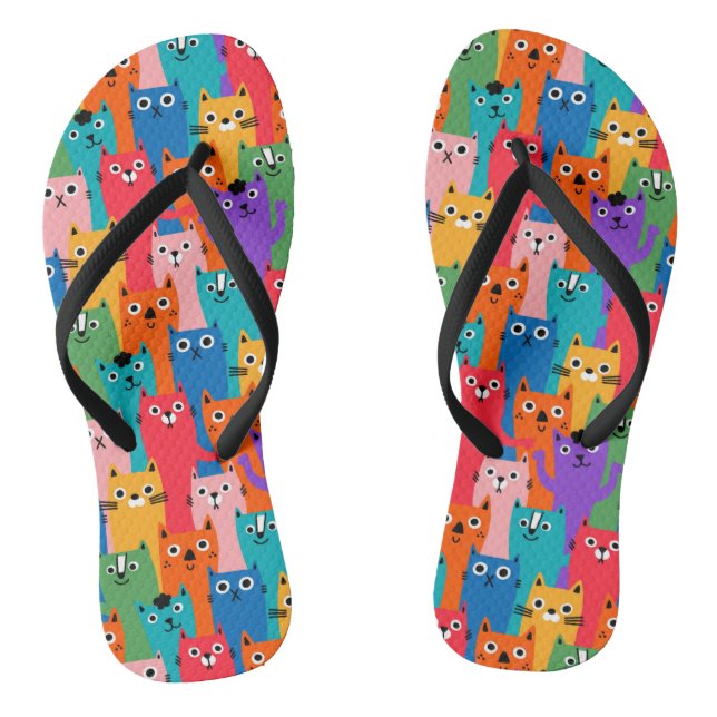 Colourful cats pattern flip flops (Footbed)