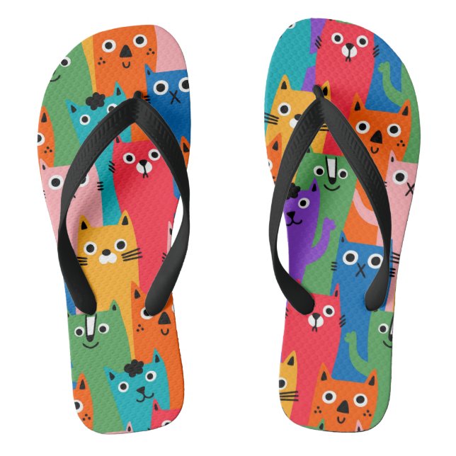 Colourful cats pattern flip flops (Footbed)