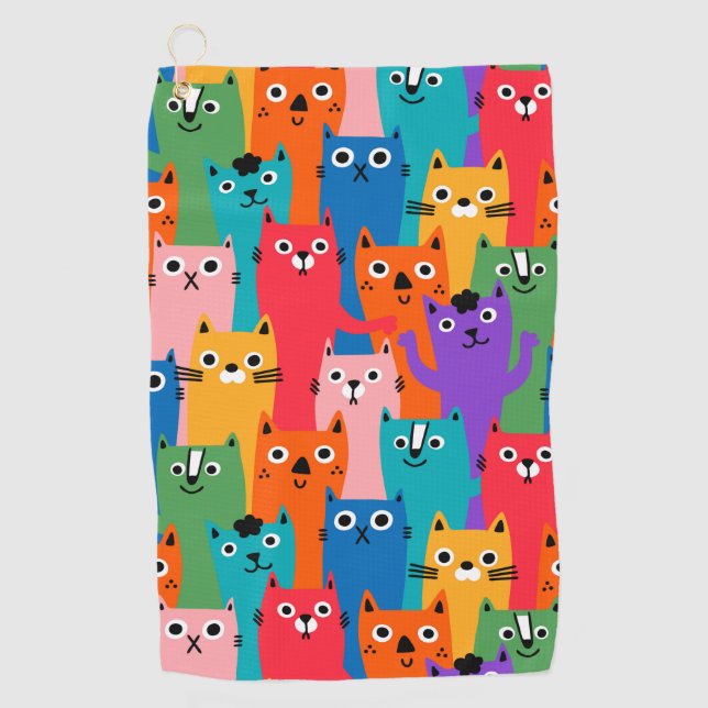 Colourful cats pattern golf towel (Front)