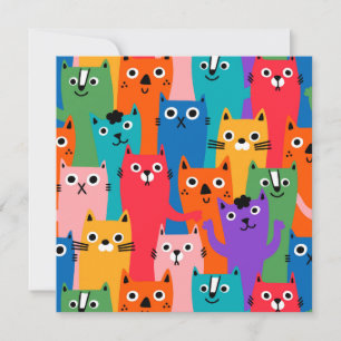 Colourful cats pattern invitation