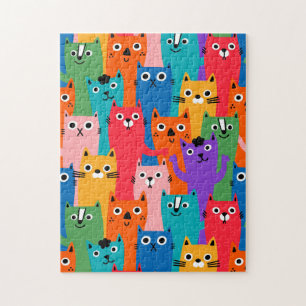 Colourful cats pattern jigsaw puzzle