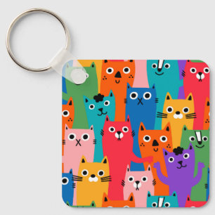 Colourful cats pattern keychain