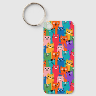 Colourful cats pattern keychain
