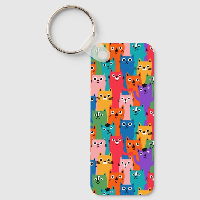 Colourful cats pattern keychain (Front)