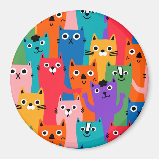 Colourful cats pattern magnet (Front)