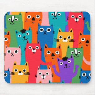 Colourful cats pattern mouse pad
