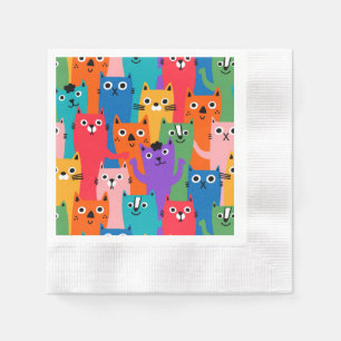 Colourful cats pattern napkin