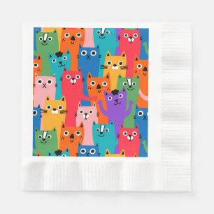 Colourful cats pattern napkin