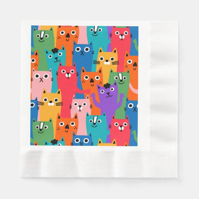 Colourful cats pattern napkin (Front)