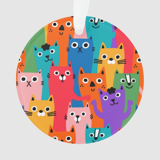 Colourful cats pattern ornament (Front)