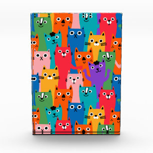 Colourful cats pattern photo block