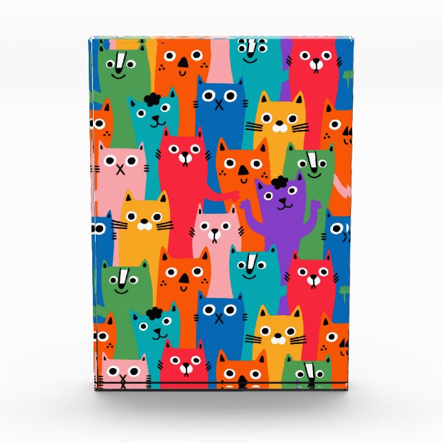 Colourful cats pattern photo block (Front)