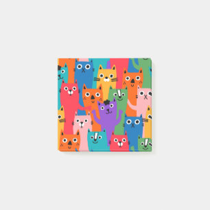 Colourful cats pattern post-it notes