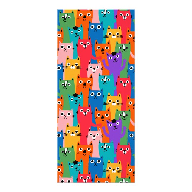 Colourful cats pattern rack card (Front)