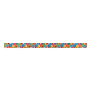 Colourful cats pattern satin ribbon