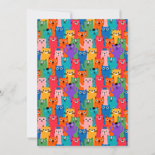 Colourful cats pattern thank you card