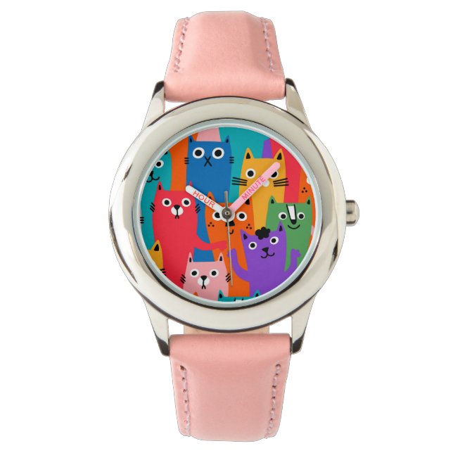Colourful cats pattern watch (Front)